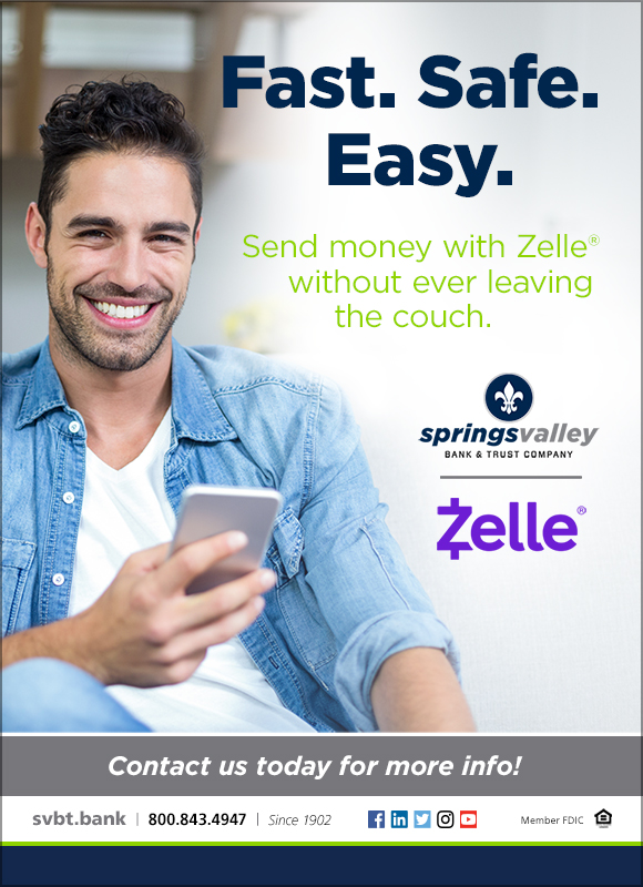 Zelle® Now Live! In Springs Valley Bank & Trust Company Mobile Banking App
