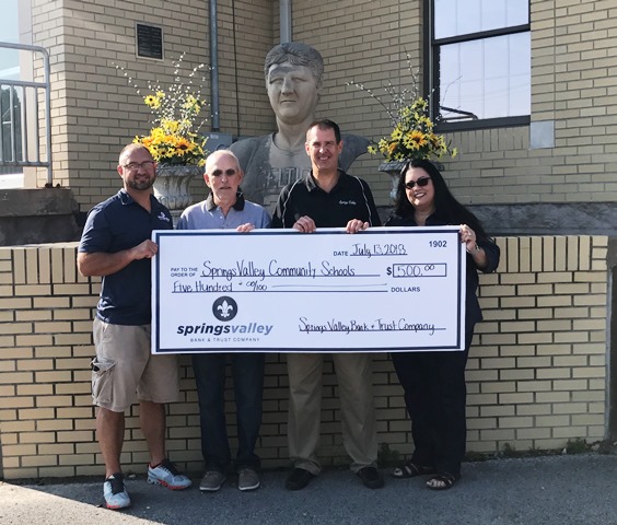 Springs Valley Bank & Trust Company donates $500 to Springs Valley Jr-High Recreation Center